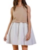 colorblock twofer dress in taupe/ivory