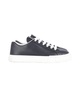 logo patch low top sneakers in black calf leather