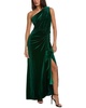 velvet one-shoulder gown