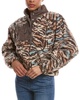 hit the slopes printed fleece jacket in brown