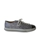 glitter sneakers in metallic silver leather