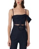 Carolina Herrera One-Shoulder Sash Corset Cropped Top