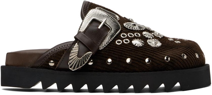 SSENSE Exclusive Brown Eyelet Metal Sabot Loafers