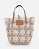 Double Logo Print Canvas Tote Bag