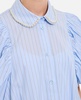 Cropped Toggle Detail Puff Sleeve Shirt W/ Emb