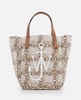 Double Logo Print Canvas Tote Bag