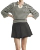 jacquard stripe sweater in black/white