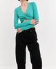 front twist cropped top in teal