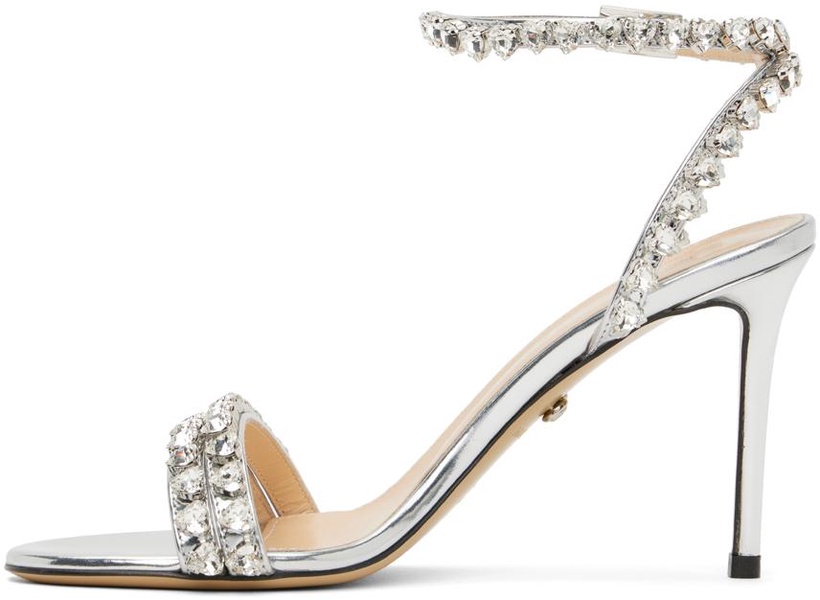 Silver Audrey Crystal Heeled Sandals