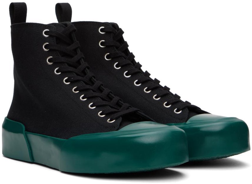 Black & Green High-Top Sneakers