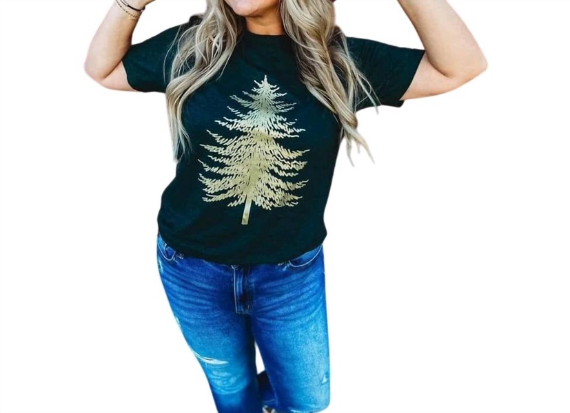 harley golden christmas tee in forest green