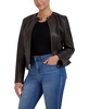 Cole Haan Women's Zip Front Fully Lined Leather Coat