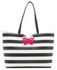 Betsey Johnson Striped Bow Tote, White