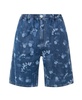 Marni All-Over Logo Printed Zip-Up Denim Shorts