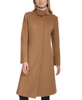 Womens Stand-Collar Single-Breasted Wool Blend Coat