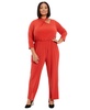 Plus Size Looped-Neck 3/4-Sleeve Jumpsuit