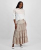 Women's Metallic Tiered Maxi Skirt, Created for Macy's