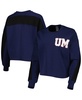 Women's Navy Michigan Wolverines Back To Reality Colorblock Pullover Sweatshirt