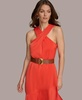 Donna Karan Women's Halter-Neck Belted Midi Dress