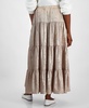 Women's Metallic Tiered Maxi Skirt, Created for Macy's