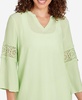 Petite Bali Split Neck Lace Bell Sleeve Top