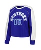 Women's Royal Kentucky Wildcats Blindside Raglan Cropped Pullover Sweatshirt