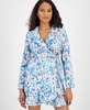 Petite Floral-Print Ruffled Tie-Waist Wrap Dress, Created for Macy's