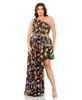 Women's Plus Size Sequin Embellished One Shoulder Asymmetrical Gown