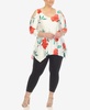 Plus Size Floral Printed Cold Shoulder Tunic Top