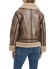 Women's Single-Breasted Faux Leather + Faux Sherpa Bonded Jacket