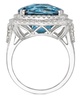 EFFY® London Blue Topaz (12-1/3 ct. t.w.) & Diamond (1-1/5 ct. t.w.) Halo Statement Ring in 14k White Gold (Also available in 14k Gold)