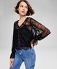 Women's Lace V-Neck Button-Front Top, Created for Macy's