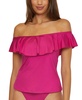 Women's Monaco Ruffled Off-The-Shoulder Tankini Top