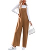 Women's Camel Faux Suede Wide Leg Jumpsuit