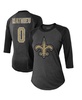 Women's Threads Tyrann Mathieu Black New Orleans Saints Name & Number Raglan 3/4 Sleeve T-shirt