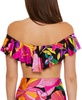 Women's Solar Floral Ruffled Off-The-Shoulder Bikini Top