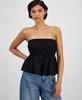 Women's Linen-Blend Strapless Tie-Front Top, Created for Macy's