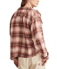 Women's Cotton Raw Edge Plaid Cropped Button Down Top