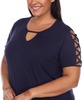 Plus Size Keyhole Neck Cutout Short Sleeve Top