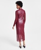 Women's Foil Mesh Mock Neck Bodycon Midi Dress, Created for Macy's