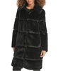 Womens Faux-Leather Trim Faux-Fur Coat