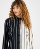 Women's Striped Button-Front Blouse, Created for Macy's