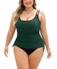 Women's Plus Size Double Straps Adjustable Side Drawstring Tankini Sets