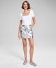 Women's Faux-Leather Metallic Mini Skirt, Exclusively at Macy's