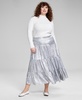 Trendy Plus Size Metallic Tiered Skirt, Created for Macy's