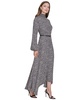 Women's Smock-Neck Long-Sleeve Belted Chiffon Dress