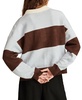 Women's Rugby-Striped Contrast-Trim Sweater