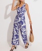 Women's Azure Palms Surplice Wide Leg Jumpsuit