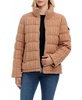 Women's Single-Breasted Cable Knit + Cire Mix Puffer Jacket