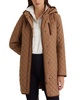 Petite Hooded Quilted Faux-Suede-Trim Coat